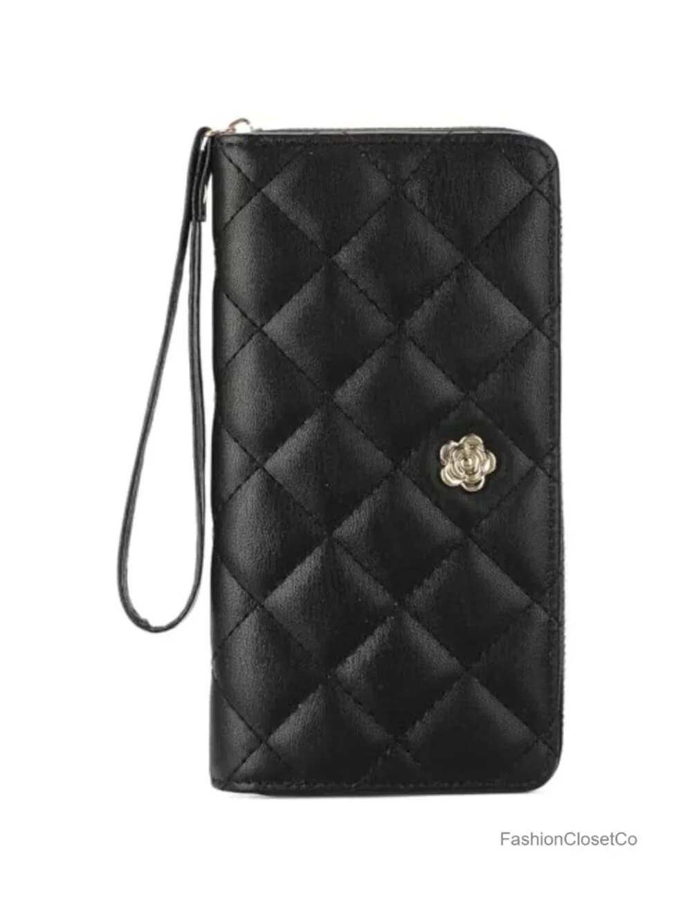 Large Capacity Quilted Wristlet Wallet with Card Slots